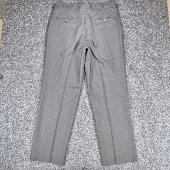 Burberry London Dress Pants Mens 36x32 Gray Pleated Wool Blend Trousers - Picture 2 of 7